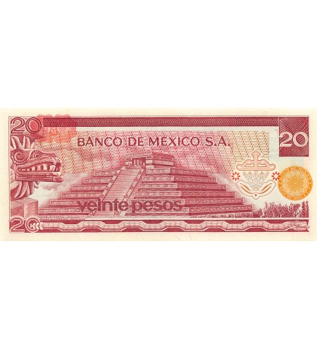 MEXIQUE, MORELOS Y PAVON - 20 PESOS 1977 - P.NEUF