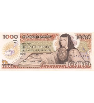 MEXIQUE, JUANA DE ASBAJE - 1000 PESOS 1985 - P.NEUF 2