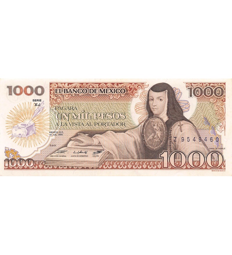 MEXIQUE, JUANA DE ASBAJE - 1000 PESOS 1985 - P.NEUF