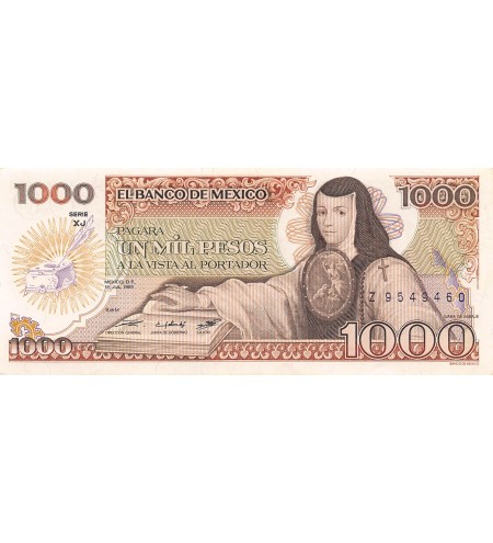 MEXIQUE, JUANA DE ASBAJE - 1000 PESOS 1985 - P.NEUF