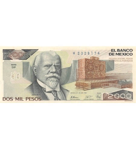 MEXIQUE, JUSTO SIERRA - 2000 PESOS 1989 - P.NEUF