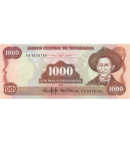 NICARAGUA, GENERAL SANDINO - 1000 CORDOBAS 1985 - P.NEUF