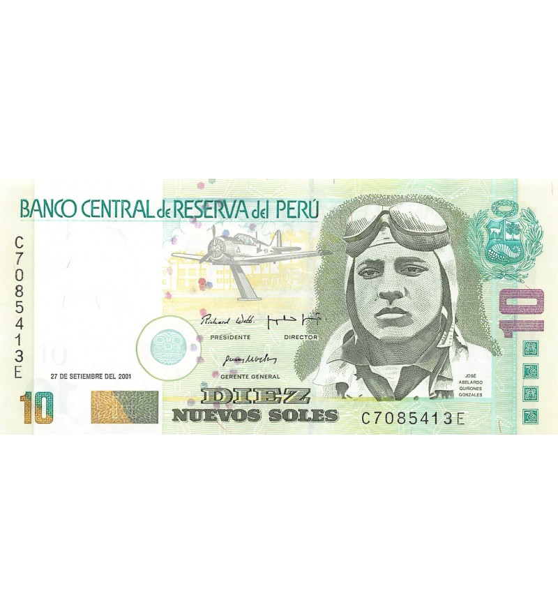 PEROU, JOSE QUINONES - 10 NUEVOS SOLES 2001 - P.NEUF
