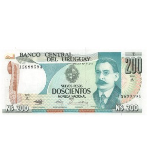 URUGUAY, JOSE ENRIQUE RODO - 200 NUEVOS PESOS 1986 - P.NEUF