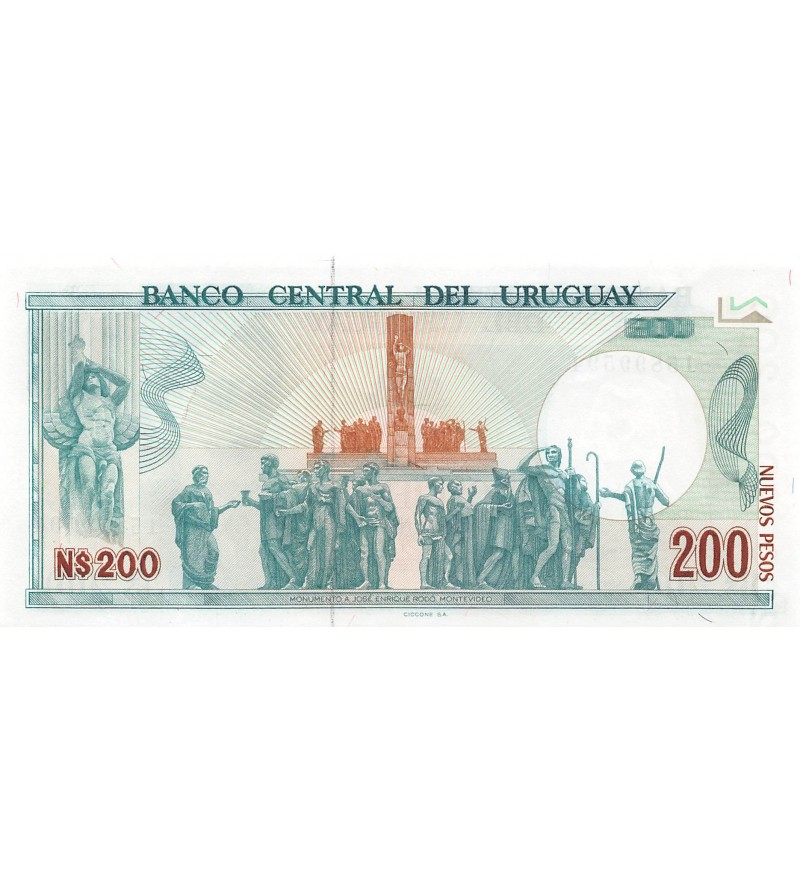 URUGUAY, JOSE ENRIQUE RODO - 200 NUEVOS PESOS 1986 - P.NEUF