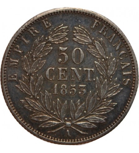 NAPOLEON III - 50 CENTIMES ARGENT 1853 A PARIS