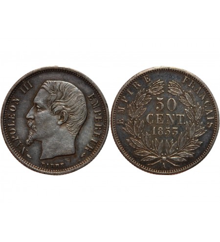 NAPOLEON III - 50 CENTIMES ARGENT 1853 A PARIS