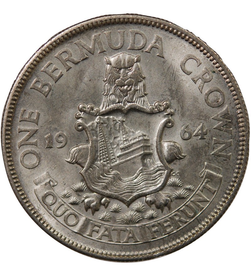 BERMUDES, ELISABETH II - CROWN ARGENT 1964