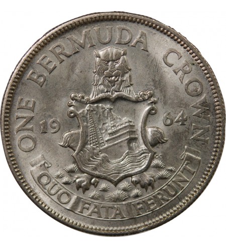 BERMUDES, ELISABETH II - CROWN ARGENT 1964