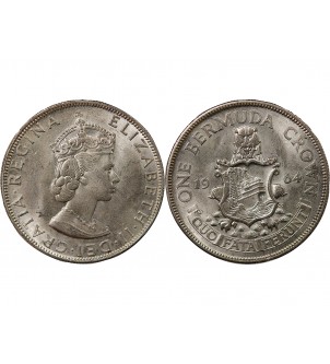 BERMUDES, ELISABETH II - CROWN ARGENT 1964 2
