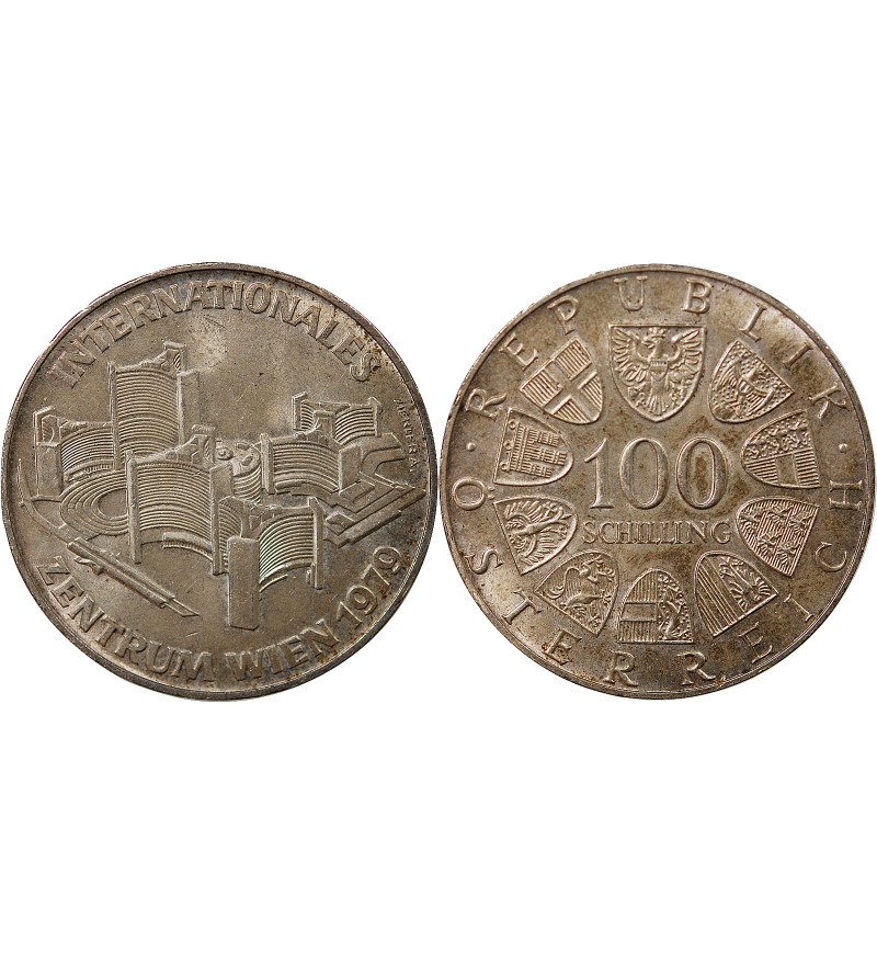 AUTRICHE, CENTRE INTERNATIONAL - 100 SCHILLING ARGENT 1979