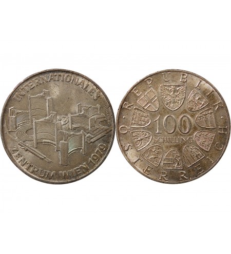 AUTRICHE, CENTRE INTERNATIONAL - 100 SCHILLING ARGENT 1979