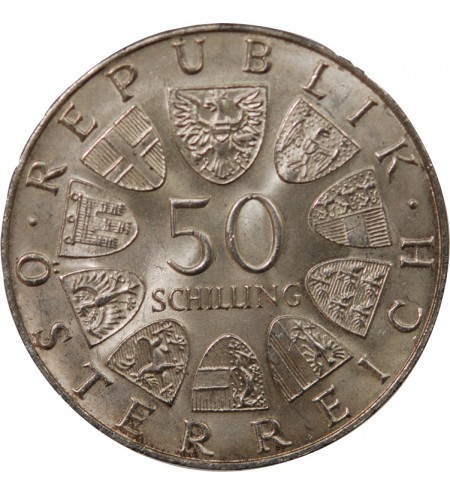 AUTRICHE, UNIVERSITE INNSBRUCK - 50 SCHILLING ARGENT 1970