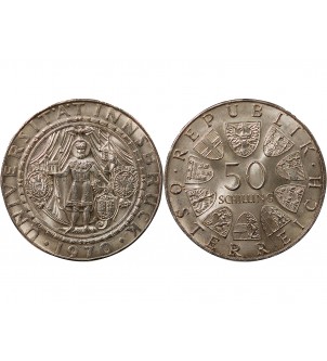 AUTRICHE, UNIVERSITE INNSBRUCK - 50 SCHILLING ARGENT 1970 2