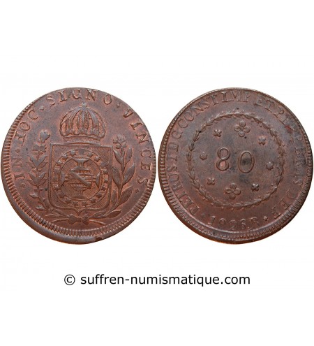 BRESIL - PIERRE Ier 80 REIS 1826 RIO DE JANEIRO
