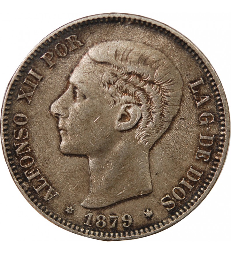 ESPAGNE, ALPHONSE XII - 5 PESETAS ARGENT 1884 MSM