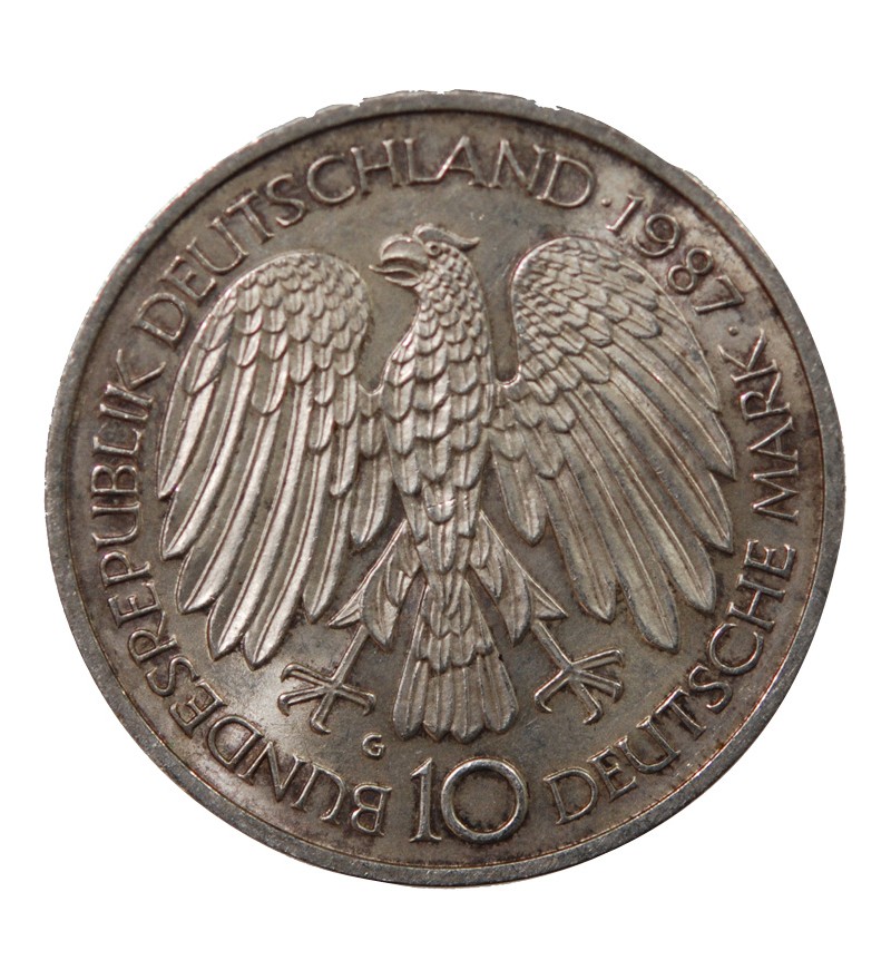 ALLEMAGNE, TRAITE DE ROME - 10 MARK ARGENT 1987 G KARLSRUHE