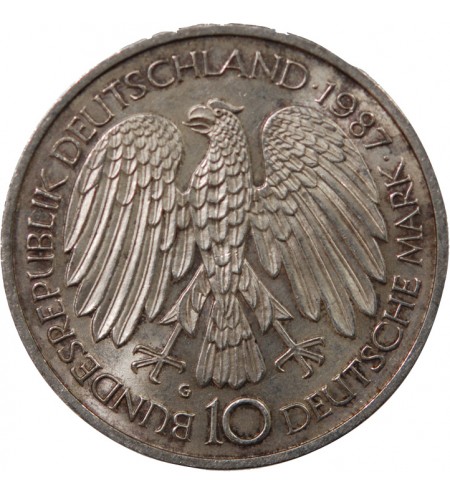 ALLEMAGNE, TRAITE DE ROME - 10 MARK ARGENT 1987 G KARLSRUHE