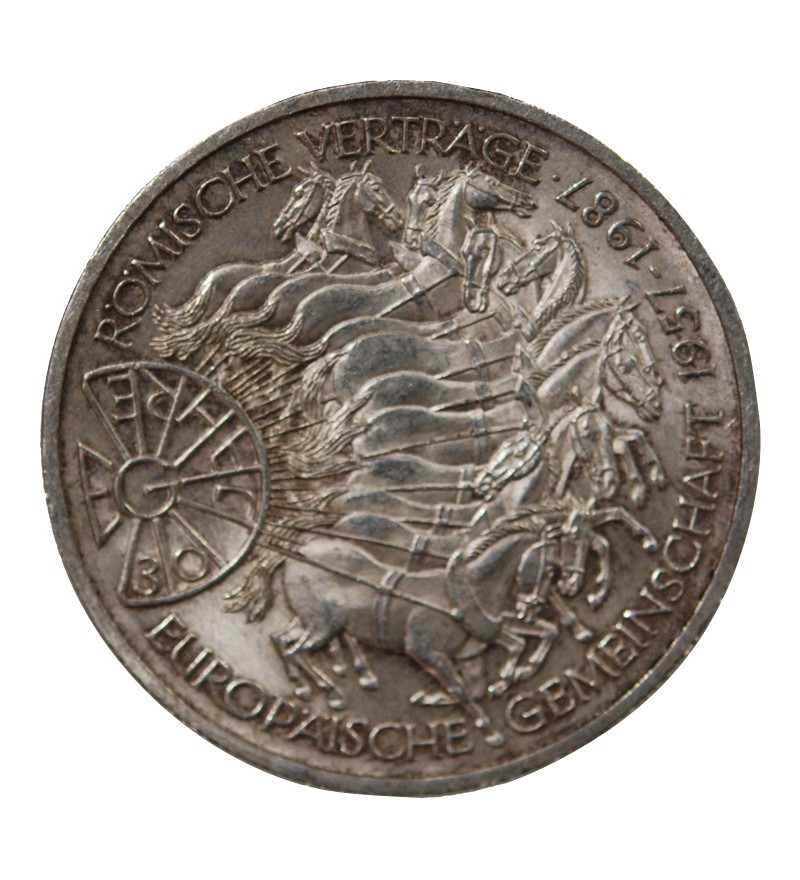 ALLEMAGNE, TRAITE DE ROME - 10 MARK ARGENT 1987 G KARLSRUHE