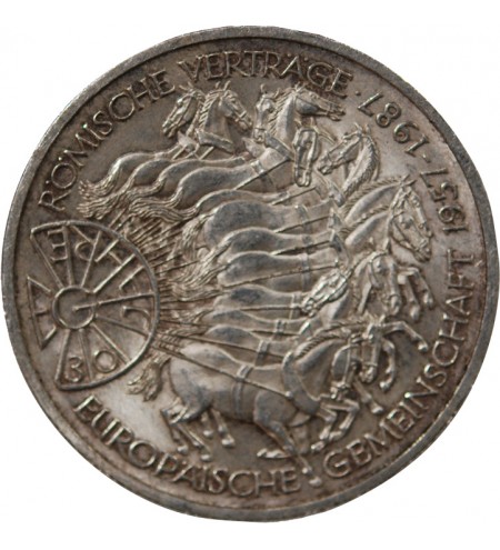 ALLEMAGNE, TRAITE DE ROME - 10 MARK ARGENT 1987 G KARLSRUHE