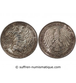 ALLEMAGNE, TRAITE DE ROME - 10 MARK ARGENT 1987 G KARLSRUHE