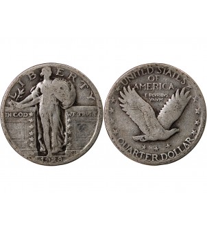 USA - 25 CENTS ARGENT "Standing Liberty Quarter" 1928 PHILADELPHIE 2