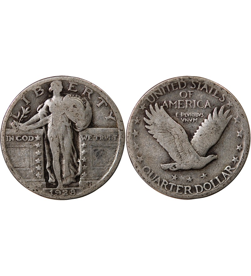 USA - 25 CENTS ARGENT "Standing Liberty Quarter" 1928 PHILADELPHIE