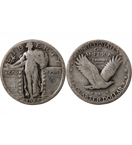 USA - 25 CENTS ARGENT "Standing Liberty Quarter" 1928 PHILADELPHIE