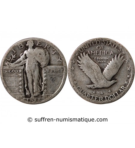 USA - 25 CENTS ARGENT "Standing Liberty Quarter" 1928 PHILADELPHIE