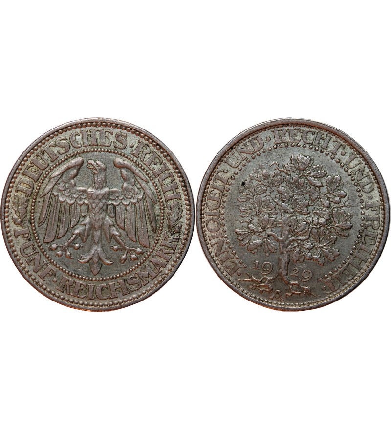 ALLEMAGNE PEUBLIQUE DE WEIMAR - 5 MARK 1929 A