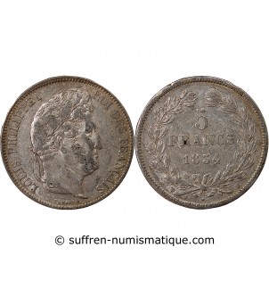 LOUIS PHILIPPE﻿ - 5 FRANCS ARGENT 1834 H LA ROCHELLE  "Type Domard, Tr relief"