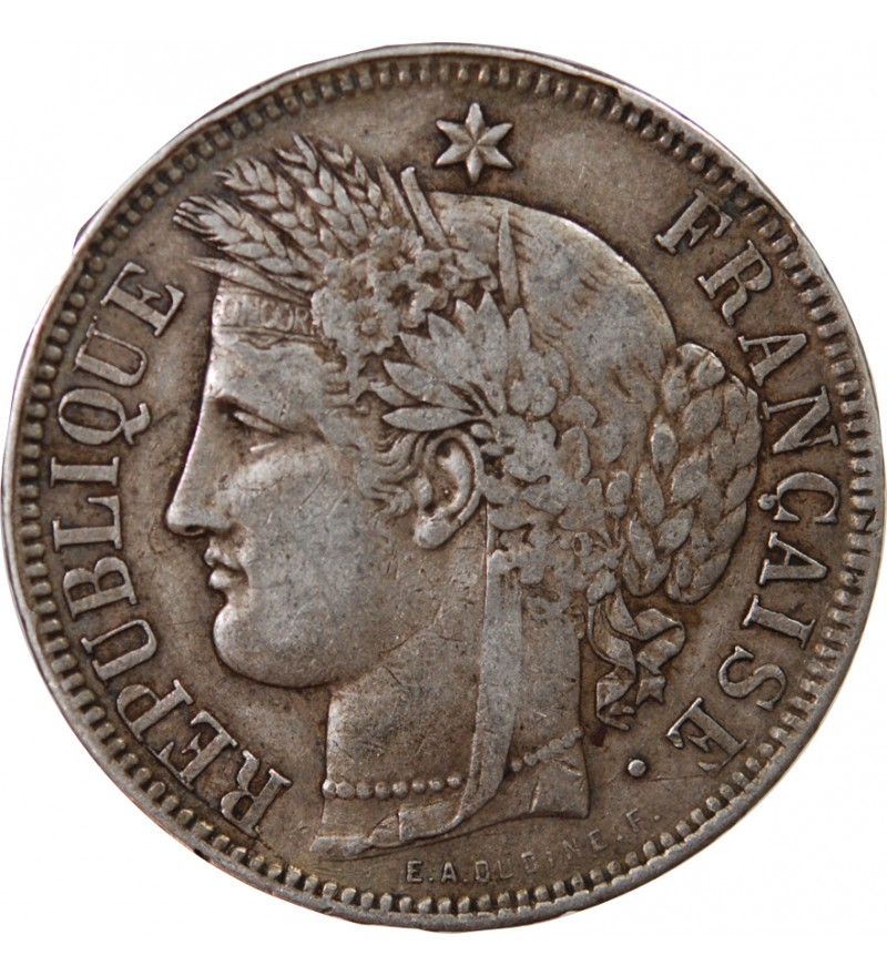 CERES - 5 FRANCS ARGENT 1870 K BORDEAUX  "Sans légende"