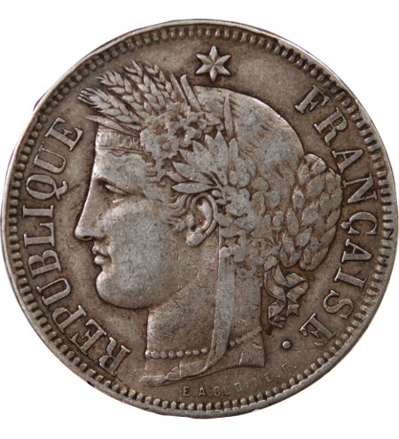 CERES - 5 FRANCS ARGENT 1870 K BORDEAUX  "Sans légende"