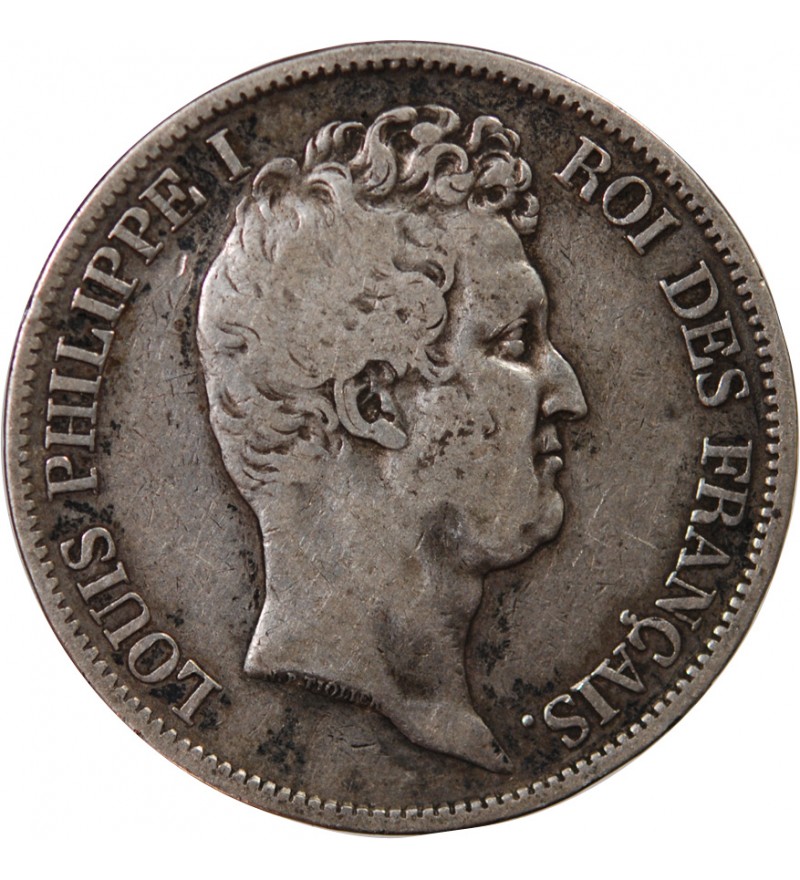 LOUIS PHILIPPE - 5 FRANCS ARGENT 1831 W LILLE "Type Tiolier, Tr creux"