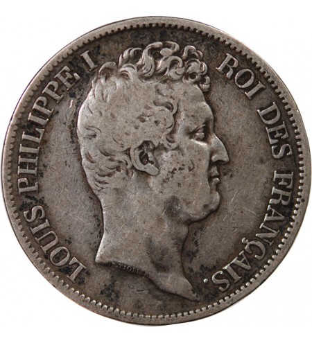 LOUIS PHILIPPE - 5 FRANCS ARGENT 1831 W LILLE "Type Tiolier, Tr creux"