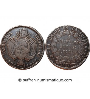 BOLIVIE - 1 BOLIVIANO 1867 