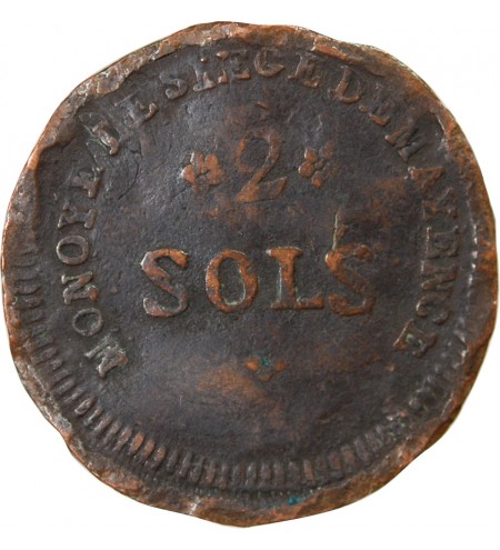 CONVENTION, SIEGE DE MAYENCE - 2 SOLS 1793