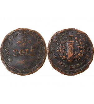 CONVENTION, SIEGE DE MAYENCE - 2 SOLS 1793 2
