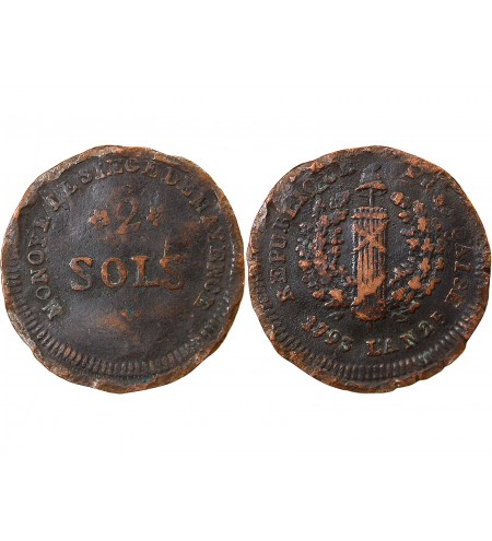 CONVENTION, SIEGE DE MAYENCE - 2 SOLS 1793