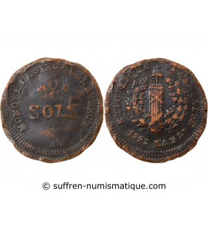 CONVENTION, SIEGE DE MAYENCE - 2 SOLS 1793