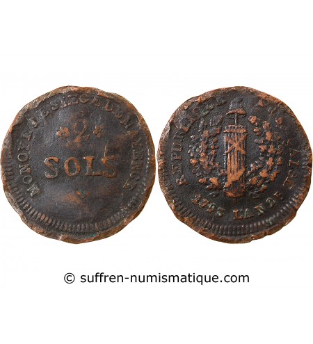 CONVENTION, SIEGE DE MAYENCE - 2 SOLS 1793