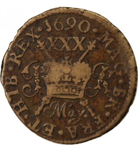 IRLANDE, JAMES II - 1/2 CROWN 1690