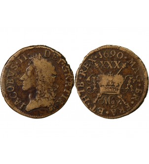 IRLANDE, JAMES II - 1/2 CROWN 1690 2