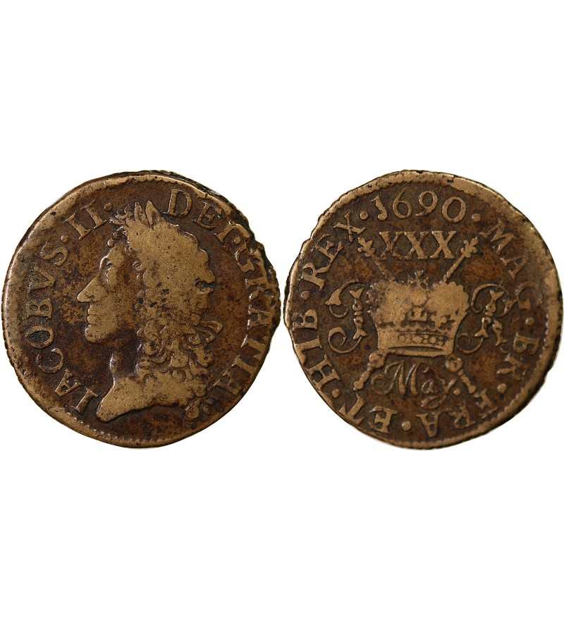 IRLANDE, JAMES II - 1/2 CROWN 1690