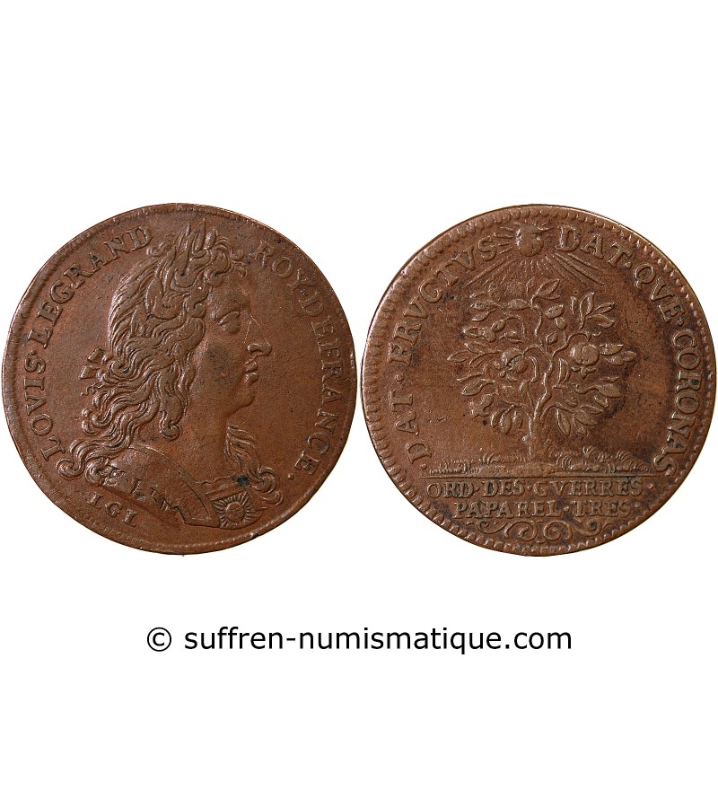 ORDINAIRE DES GUERRES, LOUIS XIV – JETON CUIVRE
