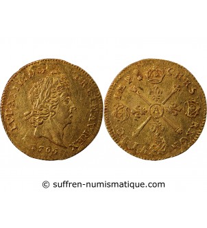 LOUIS XIV﻿ - 1/2 LOUIS D'OR AUX INSIGNES 1704 A PARIS