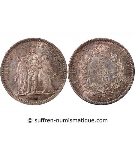 HERCULE - 5 FRANCS ARGENT 1873 A PARIS﻿