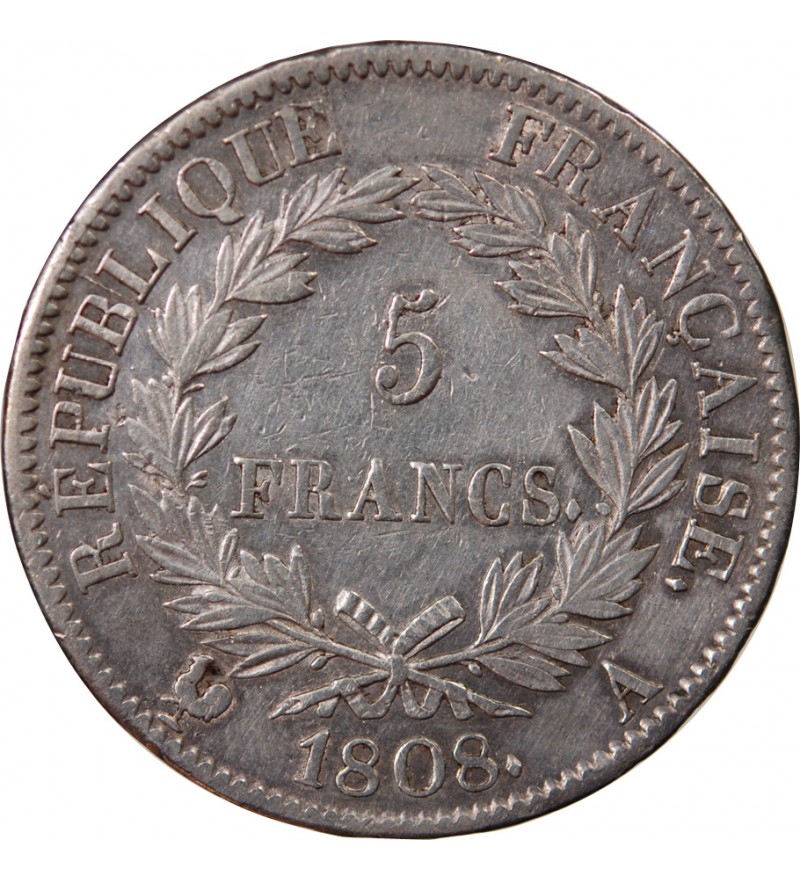 NAPOLEON Ier - 5 FRANCS 1808 A PARIS "Type République"﻿﻿
