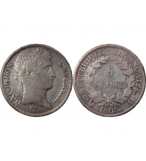 NAPOLEON Ier - 5 FRANCS 1808 A PARIS "Type République"﻿﻿ 2