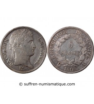 NAPOLEON Ier - 5 FRANCS 1808 A PARIS "Type République"﻿﻿